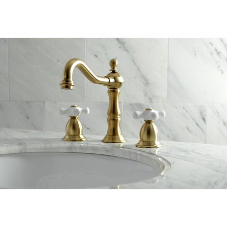 Kingston Brass KS1977PX 8" Widespread Bathroom Faucet, Brushed Brass KS1977PX